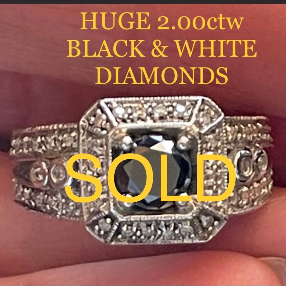 2.00cts Black & White diamond ring - Picture 1 of 15
